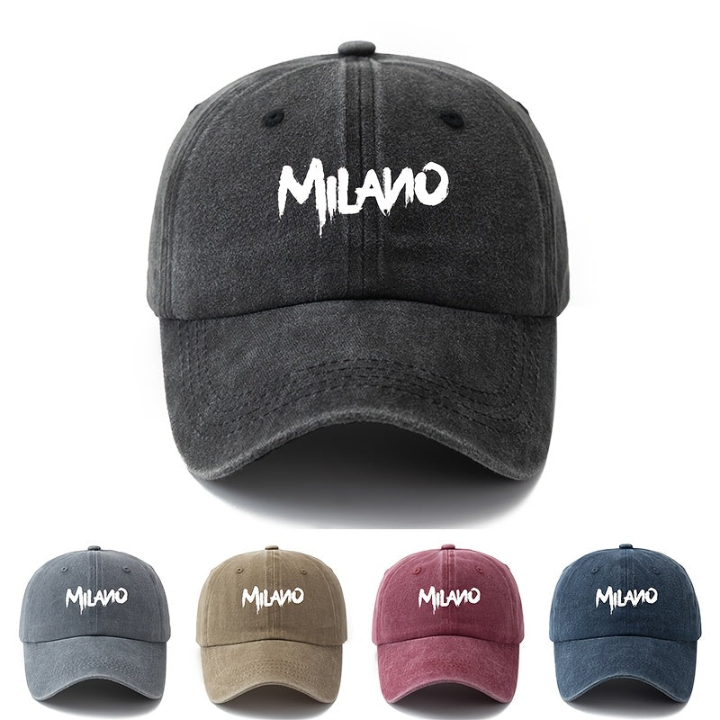 MILANO Retro Washed Baseball Cap - Unisex Trucker Hat Suitable for Outdoor, Casual Wear, Driving, Vacations - Classic Washed Look, Printed Design, Ideal for Truck Drivers & Lifestyles