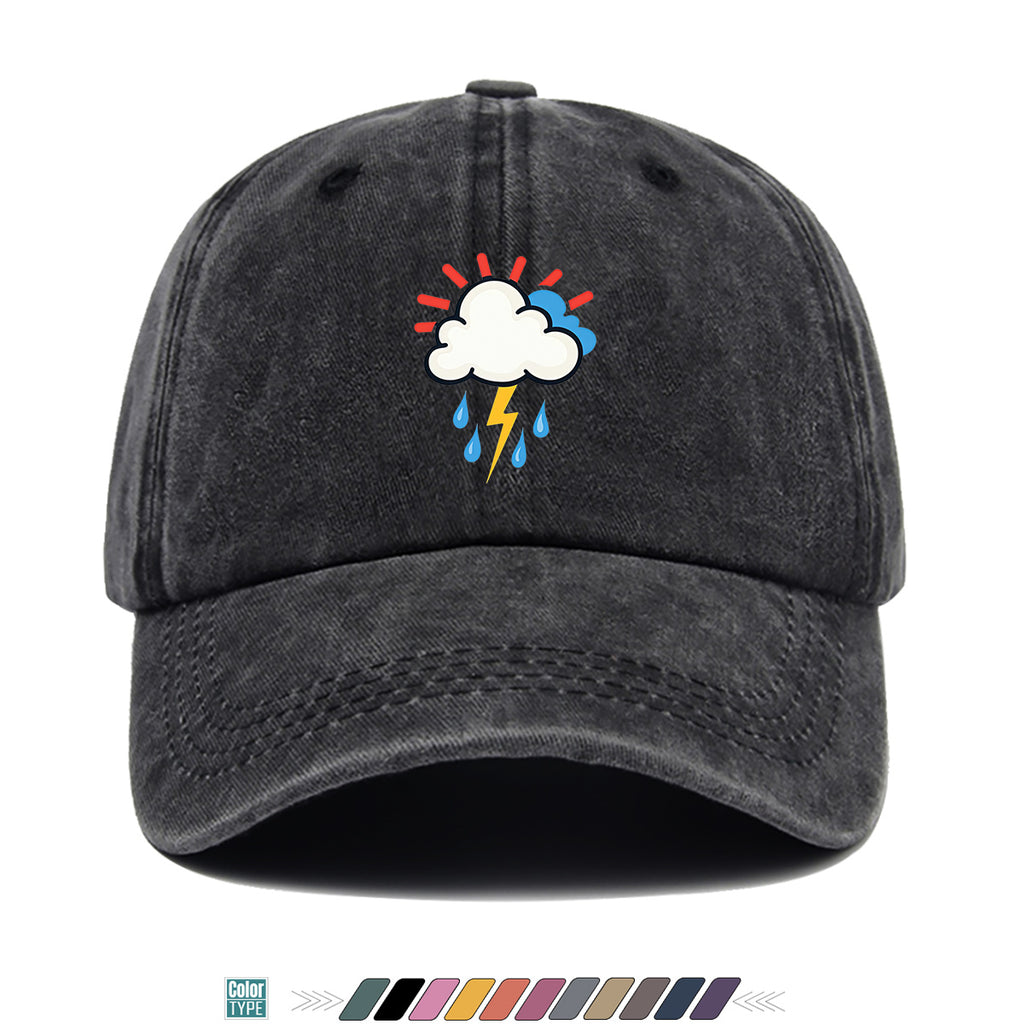 1pc 1pcs Unisex Adjustable Baseball Cap with Cloud Lightning Raindrop Print, Outdoor Sports Hat, Suitable for Daily Wear, Camping, Music Festivals, Cycling, Travel -  Gift for Men & Women, Birthday Present