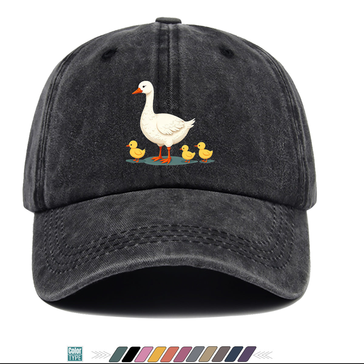 1pc Mother Goose And Three Little Yellow Ducks Warm Printed Baseball Cap Cute Pattern Sun Hat Fashionable And Versatile Unisex Duck Tongue Cap Adjustable Size Dad Fishing Hat Mom Strolling Hat Couple Skateboard Hat Suitable for Park Play