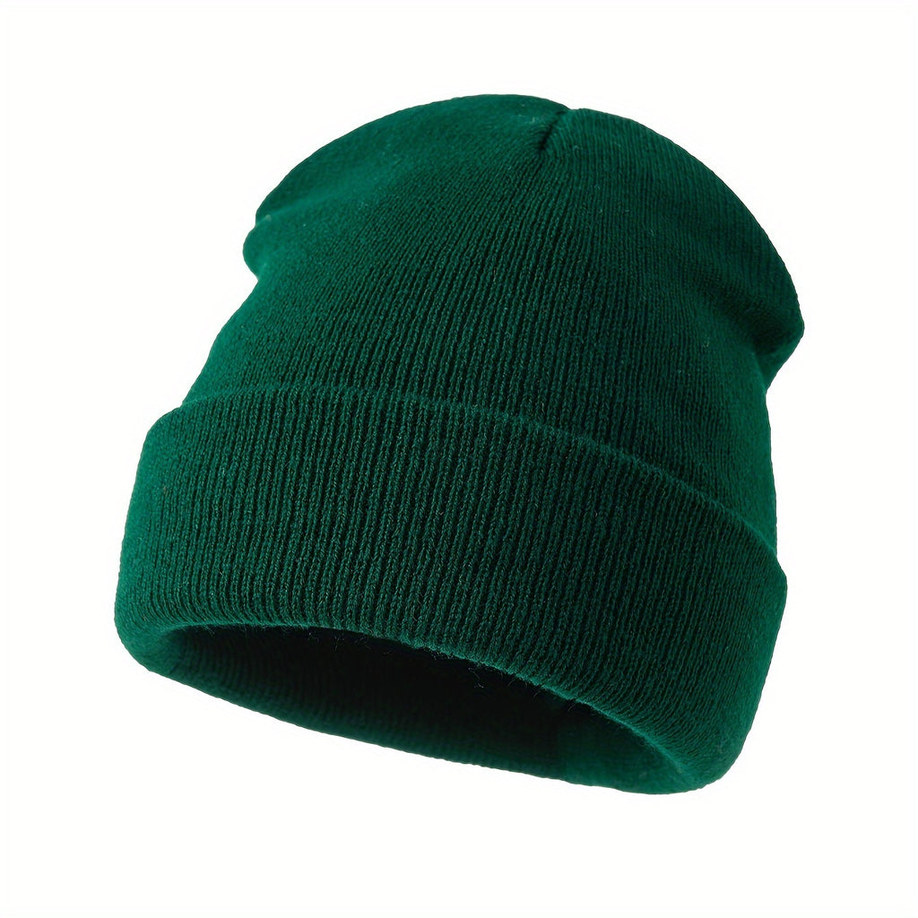Outdoor Knit Hat Men'S Solid Color Winter Warm Elastic Large Premium Knit Hat Men Women Warm Cold-Proof Cap Easy