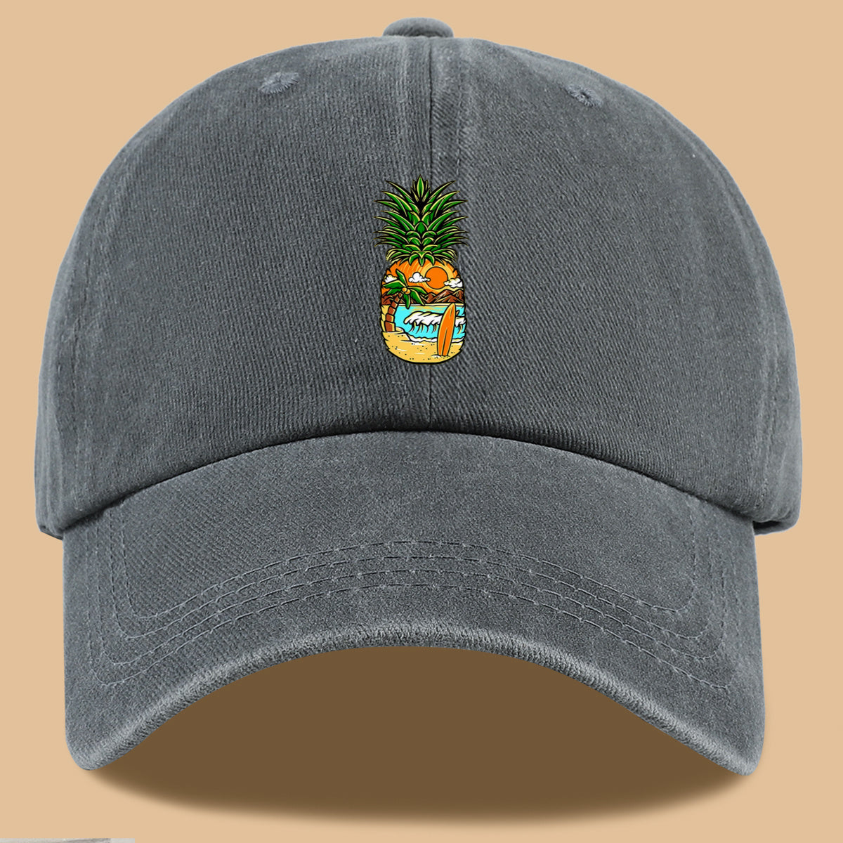 1pc Pineapple Print Trucker Hat - Adjustable Unisex Baseball Cap with Pineapple & Beach Scenery Design, Breathable Suitable for Outdoor, Vacations, Parties, Daily Wear - Suitable for Men and Women, Ideal Gift for Beach Lovers