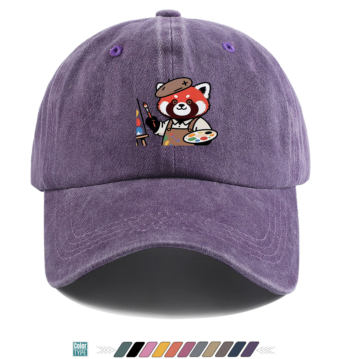 1pc Little Panda Painter Cap - Cute Panda & Brush Print Baseball Hat, Adjustable Duckbill Suitable for Outdoor Sketching, Museum Visits, Travel - Unisex for Men & Women, Creative Gift for Artists,, Birthday Present