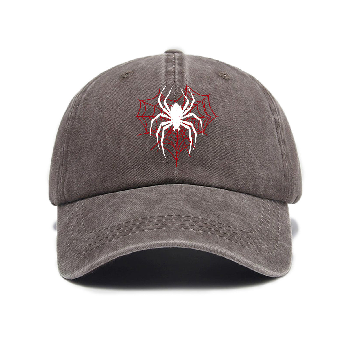 1 Top Water Washed Old Printed Baseball Cap Adult Versatile Spider Printed Water Washed Old Soft Top Sunshade Baseball Cap Men And Women Practical Baseball Cap