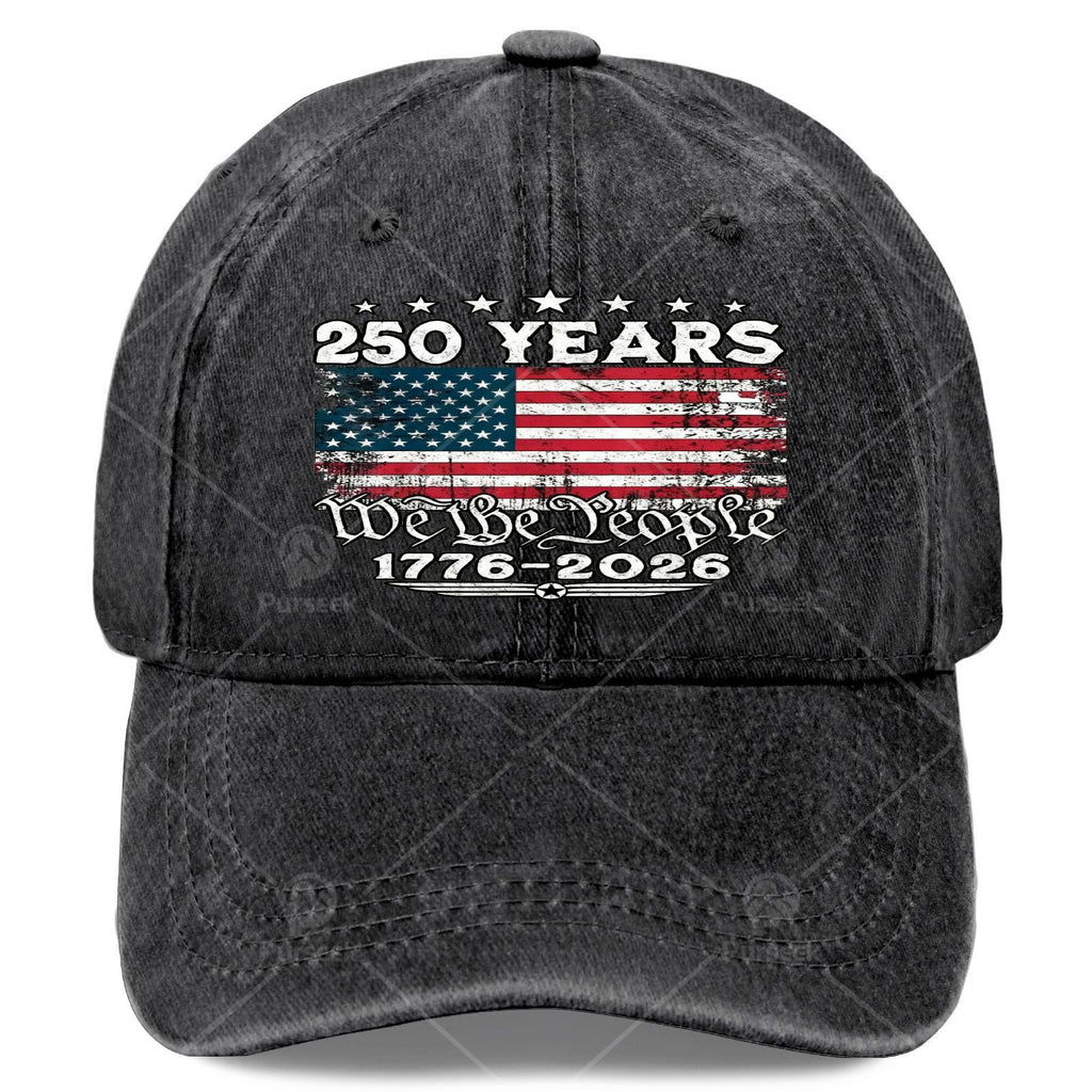 4th of July American Flag Vintage 250 Years 1776 2026 Baseball Hat Unisex