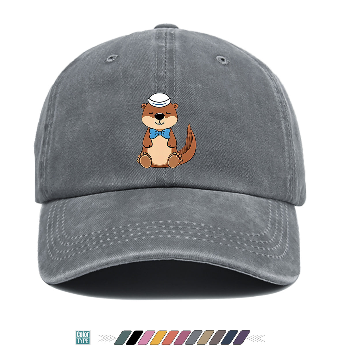 1pc Cartoon Otter Print Baseball Cap, Cute Animal Pattern Sun Hat, Fashion Casual Trendy Cap, Unisex Adjustable Duckbill Cap, Outdoor Travel Sunshade Hat, Outfit Hat, Bestie Shopping Photography Hat, Hiking Riding Hat, Daily Commute Versatile Hat