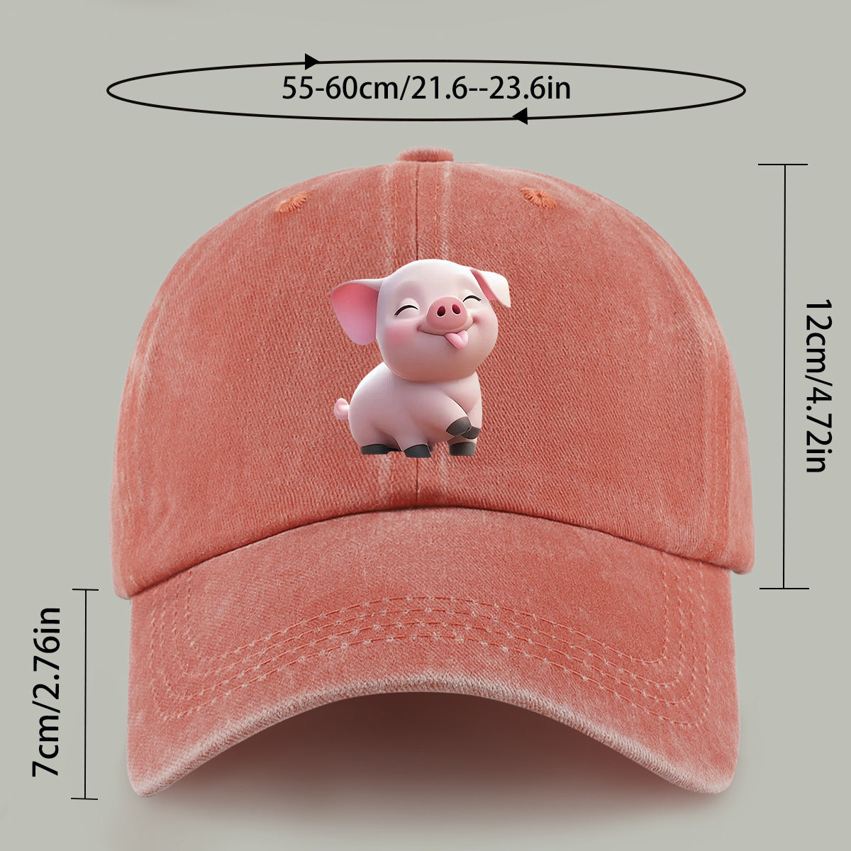 1pc Cute Tender Pink Pig Print Casual Baseball Cap, Lightweight, Comfortable, And Breathable, Adjustable Size, Perfect Valentine'S Day Gift for Partners, Unisex Outdoor Wear And Casual Fashion Accessory, Ideal for Parents' Beach Vacation Sun Hat