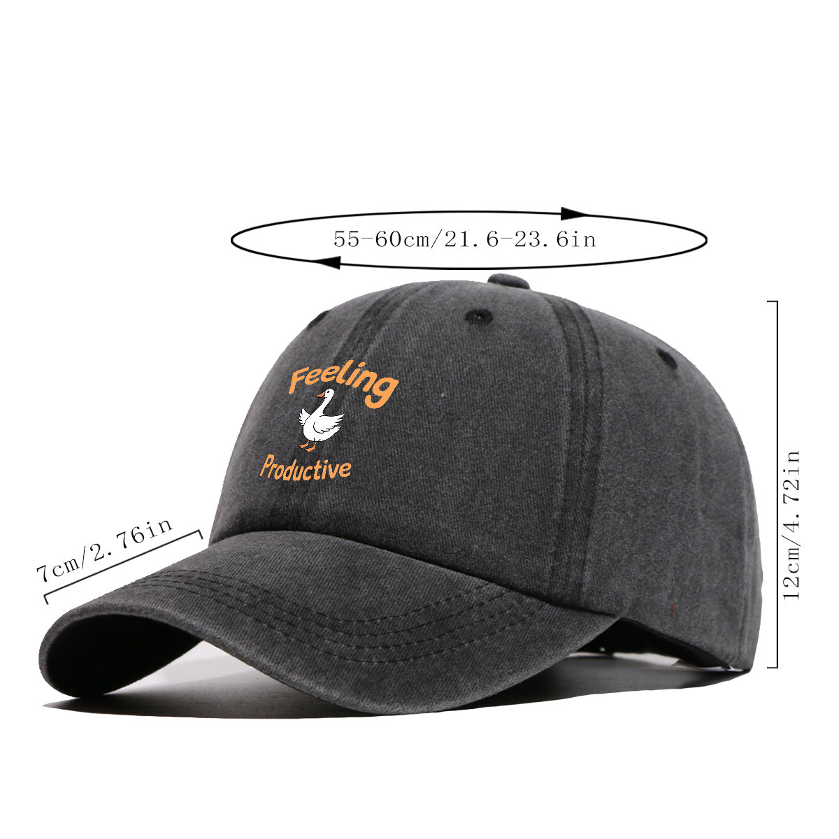 1pc Fun Duck "Feeling Productive" Printed Baseball Cap, Comfortable and Breathable Sun Hat, Stylish, Simple, and Beautiful, Unisex Adjustable Baseball Cap, Trucker Hat, Beach Vacation Hat, Suitable for Outdoor Fishing, Hunting, Vacations