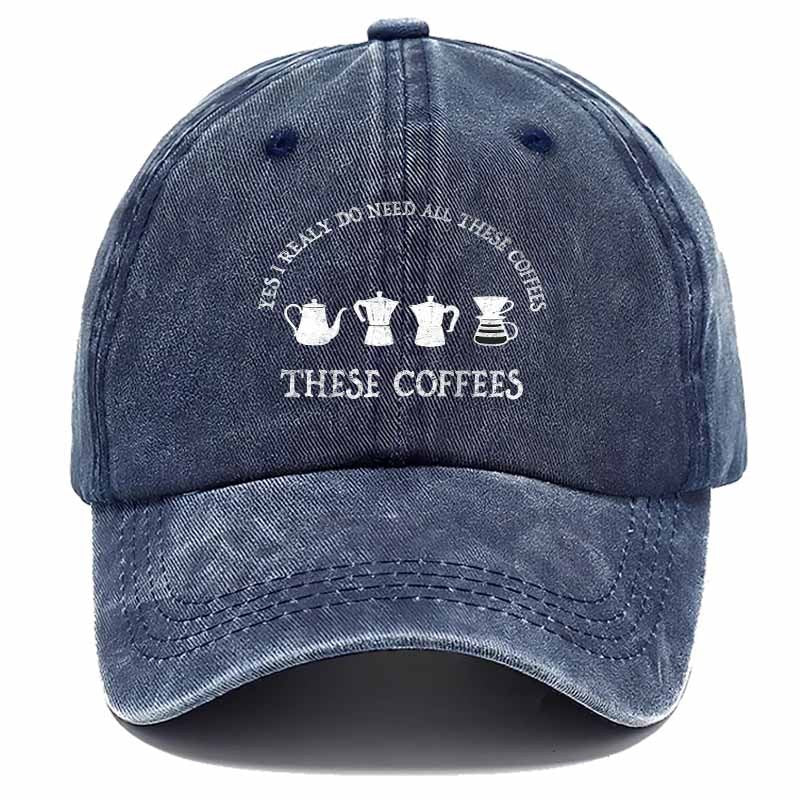 Fashion Baseball Cap with Four Coffee Utensil Patterns, Daily Match for Coffee Lovers