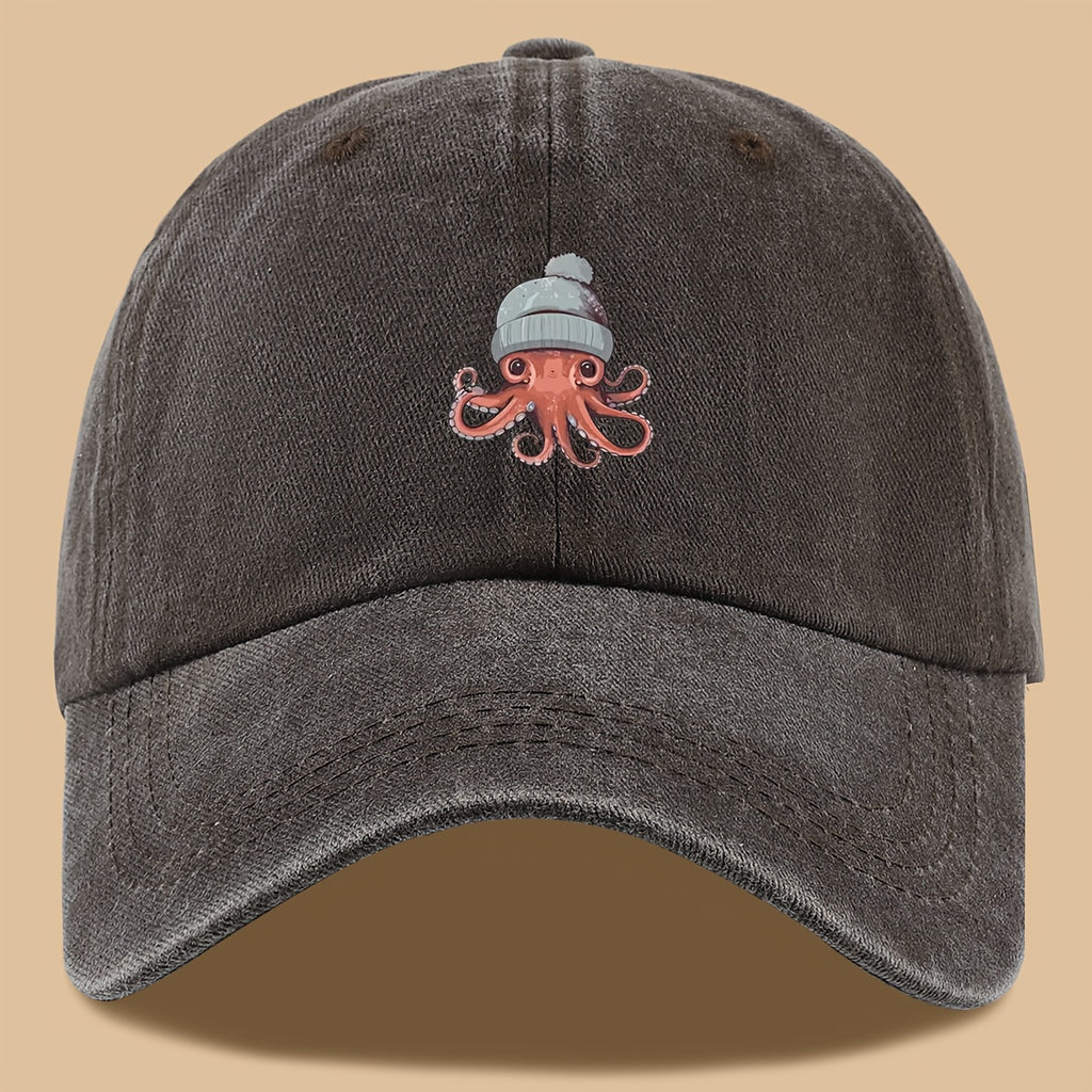 1pc Octopus Print Baseball Cap, Lightweight, Comfortable, and Breathable Outdoor Sun Hat, Stylish, Simple, and Aesthetic, Adjustable Size Baseball Cap for Men and Women, Trucker Dad Hat, Mom's Beach Vacation Hat, Suitable for Outdoor Fishing