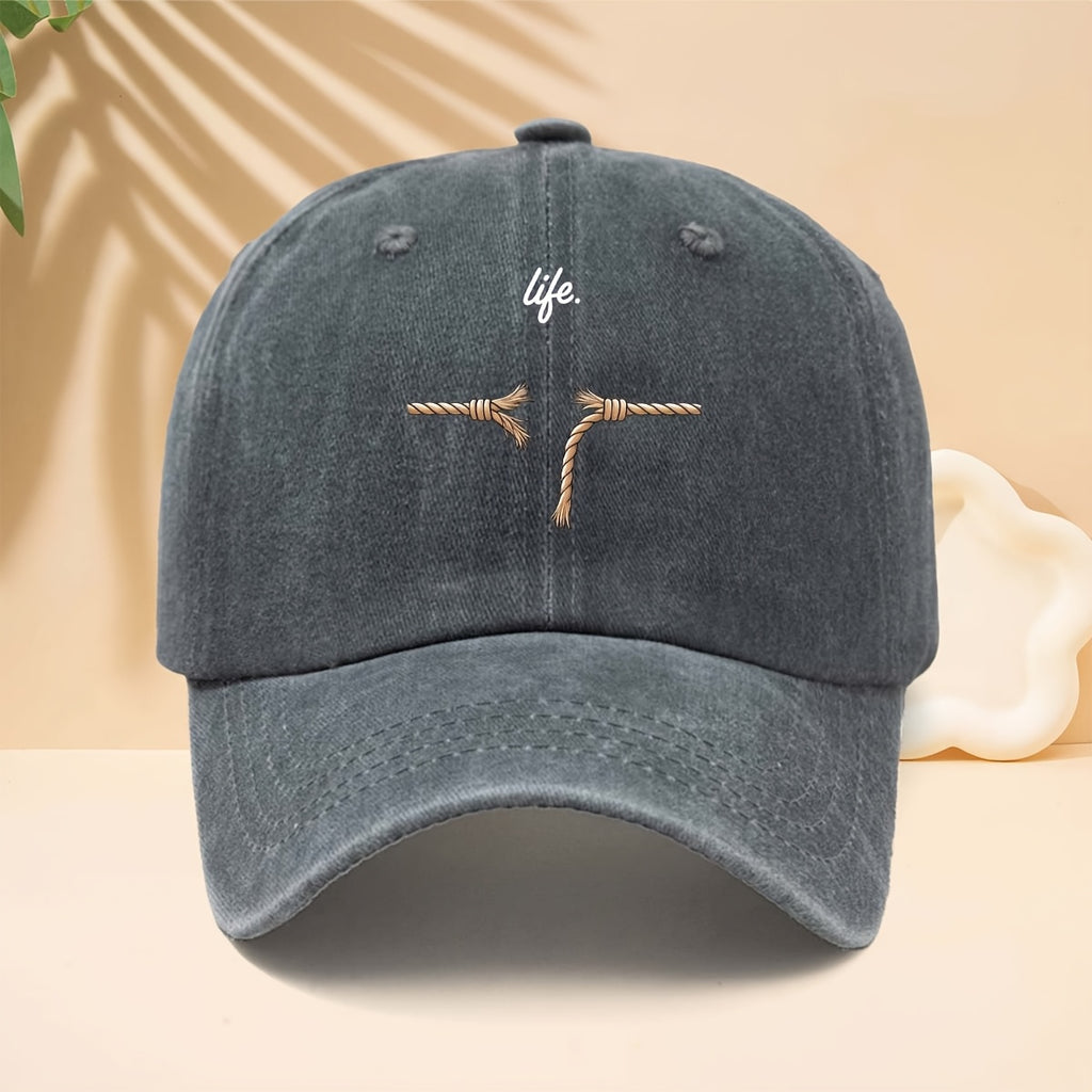 Men' & Women' Adjustable Snapback Cap with Life Knot - Modern Minimalist Curved Brim Trucker Hat, Soft Top Suitable for Walking, Parties, Travel, Casual Wear - Unisex for All- Outdoor, Hip-Hop, and Daily Use (Neutral Style)