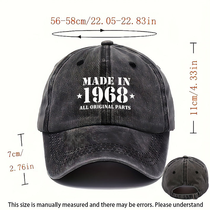 1968 Style Hat, Men'S Hat, Women'S Hat, Outdoor Casual Washable Baseball Cap, Adjustable Breathable DAD Hat, Suitable for Outdoor Activities And Parties, Personal Use Or As a Birthday Gift