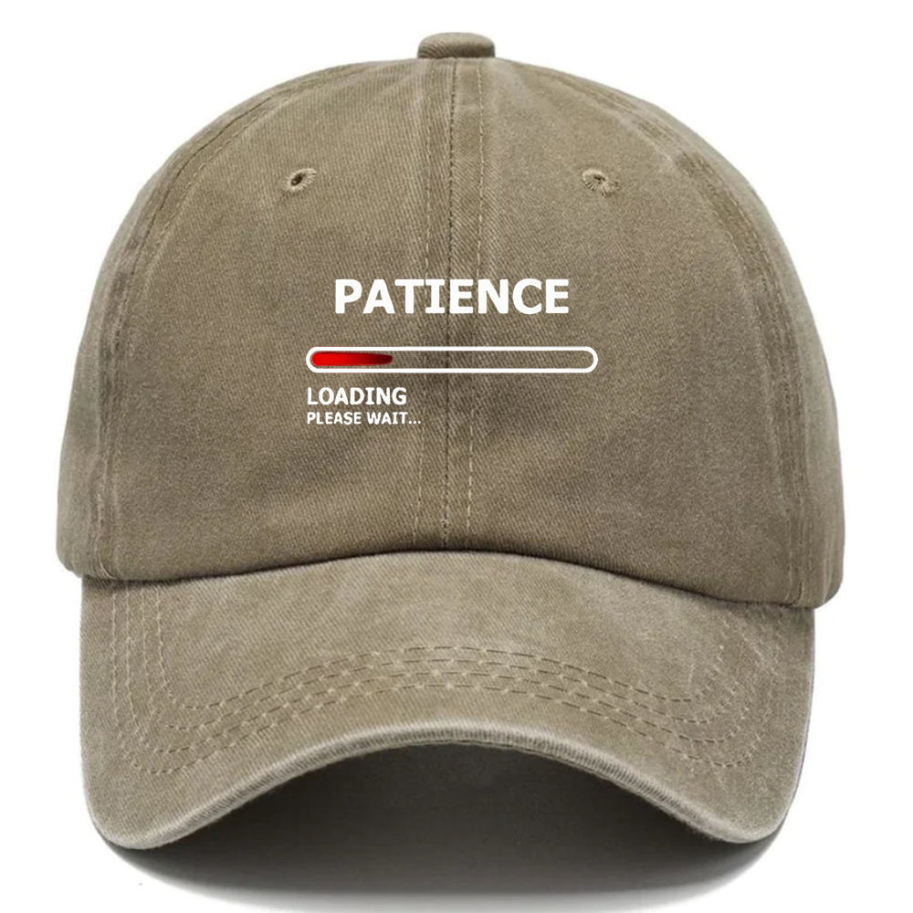 1 Patience Print Baseball Cap - Soft, Breathable, Adjustable Snapback with Curved Brim, Lightweight Unisex Design for Casual Outdoor and Formal Occasions. Hand Wash Only. Ideal Gift, Event Headwear, Fashion Accessory for Style Enthusiasts