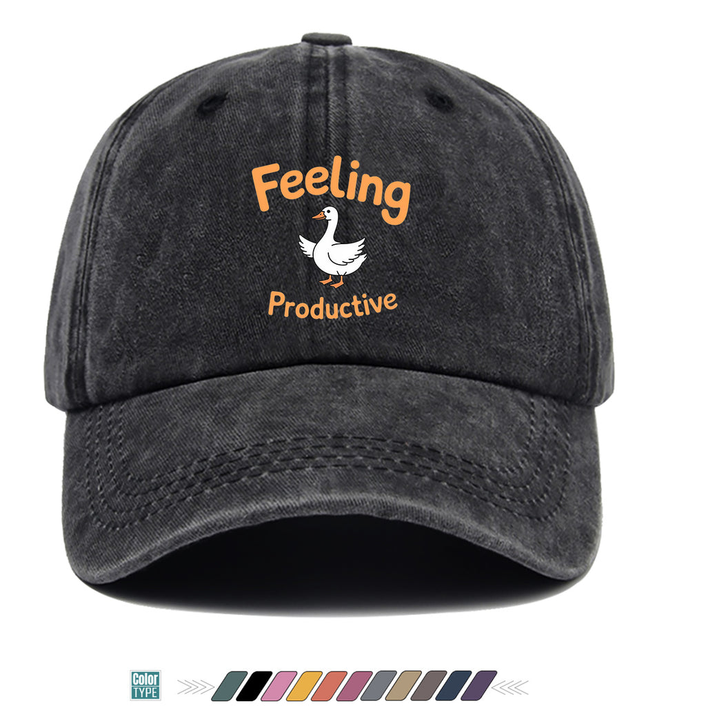1pc Fun Duck "Feeling Productive" Printed Baseball Cap, Comfortable and Breathable Sun Hat, Stylish, Simple, and Beautiful, Unisex Adjustable Baseball Cap, Trucker Hat, Beach Vacation Hat, Suitable for Outdoor Fishing, Hunting, Vacations
