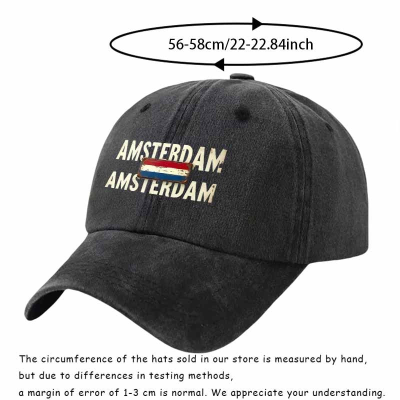Trendy Artistic Baseball Cap with The Word 'AMSTERDAM', a Must-Have for Travel
