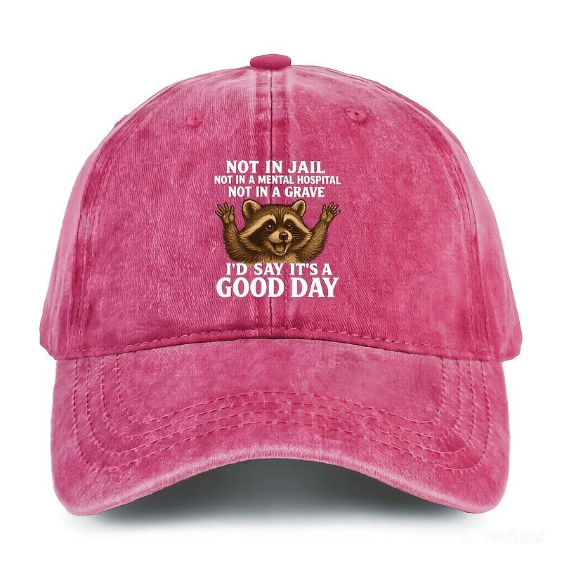 Animal-themed Hat | 1, Women's Hat, Men's Outdoor Hat, "It's a Good Day" Hat, Dad Hat, Breathable Baseball Cap, Adjustable Style Hat, Suitable for All Occasions, Curved Brim Design, Outdoor Style Hat, All-season Style
