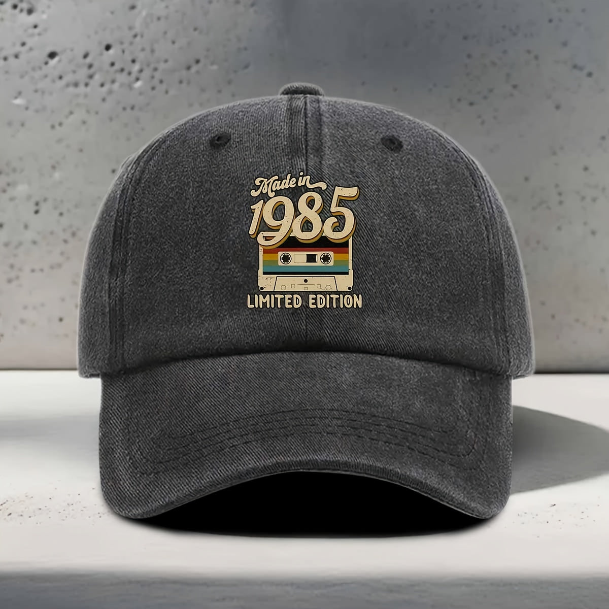 Women'S Baseball Cap English Print Made in 1985 Recording Tape Element Pattern Classic Retro Nostalgic Style Trendy Fashion Casual Easy Versatile Unisex Duckbill Hat Daily Outing Outdoor Sports Travel Vacation Camping Picnic Party Library Coffee Sho