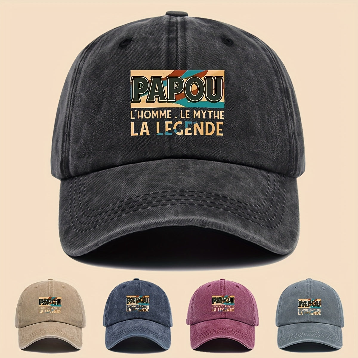 1pc PAPOU Vintage Trucker Hat - Adjustable Unisex Baseball Cap with Papa Print, Soft Lightweight Breathable Suitable for Outdoor Fishing, Hiking, Hunting, Casual Wear, Suitable for Dad, Mom, Youth, for Sports Gifts for Men & Women