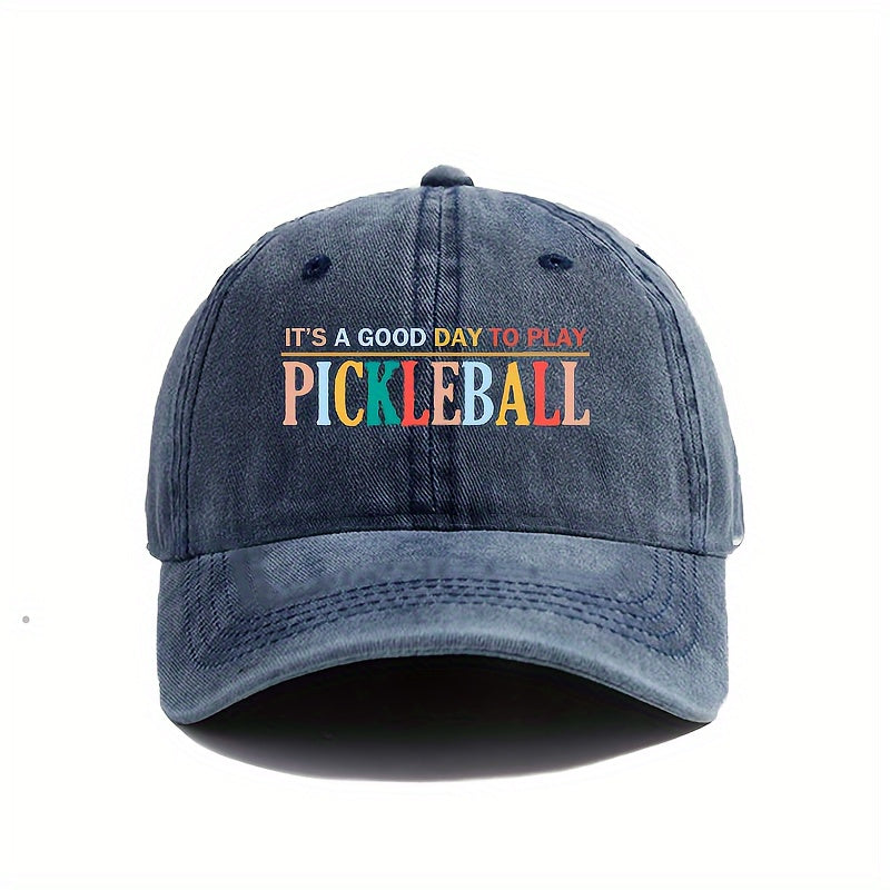 Vintage Washed Baseball Cap - Adjustable Dad Hat with The Print "Today Is a Great Day for Pickleball, " a Gift for Pickleball Enthusiasts, Unisex, Suitable for Sports And Casual Outings, Pickleball Games - Vintage Baseball Cap