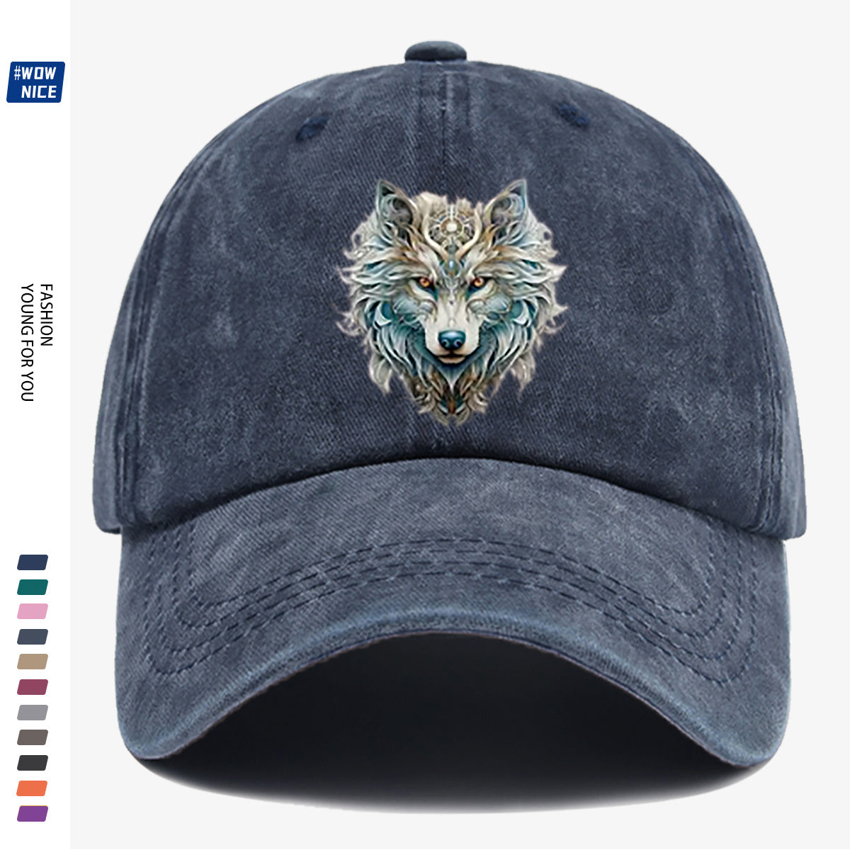 1pc Wolf Head Art Print Baseball Cap, Personalized Animal Pattern Design, Unisex Duckbill Hat, Wearing Makes You Look Slimmer And Smaller Face, Adjustable Size, Fashion Street Style, Daily Casual Versatile, Outdoor Activities, Shopping, Parties