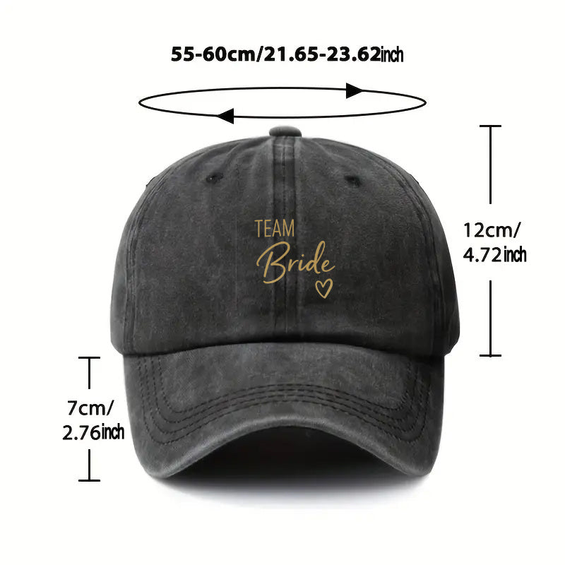 1pc Team Bride Baseball Cap - Adjustable Snapback Closure, Lightweight Polyester Wedding Party Hat for Women, Men, Bridesmaids - Bridal Squad, Wedding Planner, Prom - All-Season Comfort Fit (Hand Washable) - Ideal for Weddings, Sports, Casual Attire - Sty