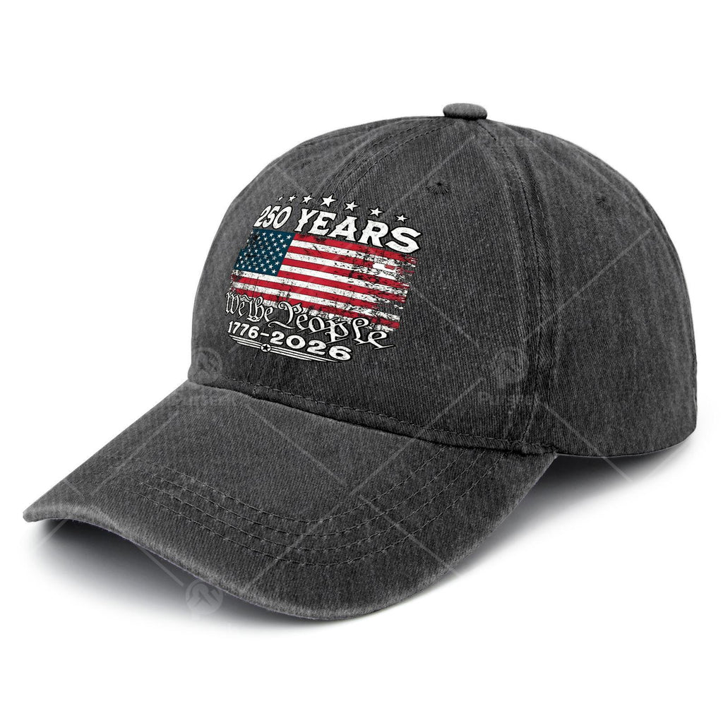 4th of July American Flag Vintage 250 Years 1776 2026 Baseball Hat Unisex