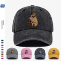 1pc Groundhog Wearing Sunglasses And Hat Drinking Beverage Fun Print Baseball Cap Unisex Slimming Fashion Casual Adjustable Size Daily Outing, Party, Travel, Shopping, Outdoor Activities All-Match Hat Holiday Birthday Gift Best Choice