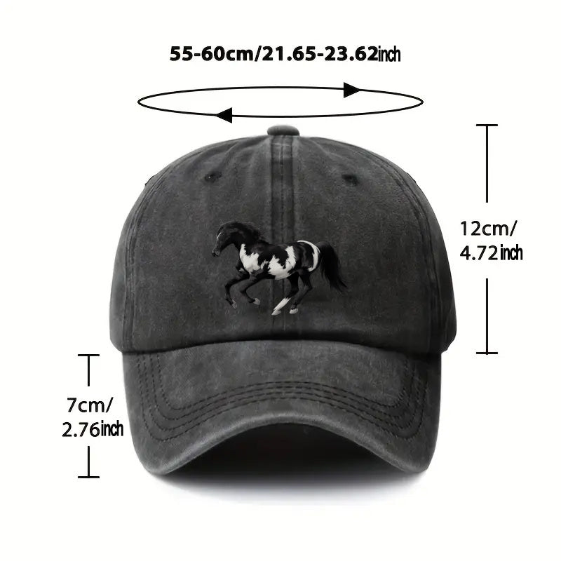 1P 1pc, Adjustable Baseball Cap with Horse Head Print, Lightweight Printed Women's Hat, an Ideal Gift for Weddings, Parties, and Birthdays, a Trendy Men's Cap