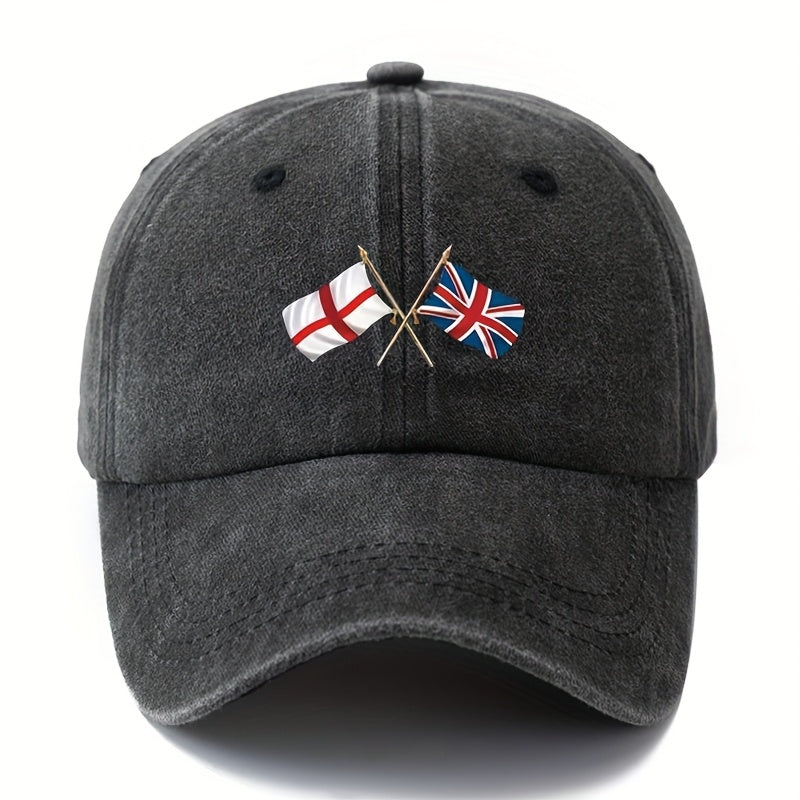 Stylish And Adaptable Printed Baseball Cap Featuring The England Union Jack, a Classic Retro Lightweight Hat Ideal for Truck Drivers
