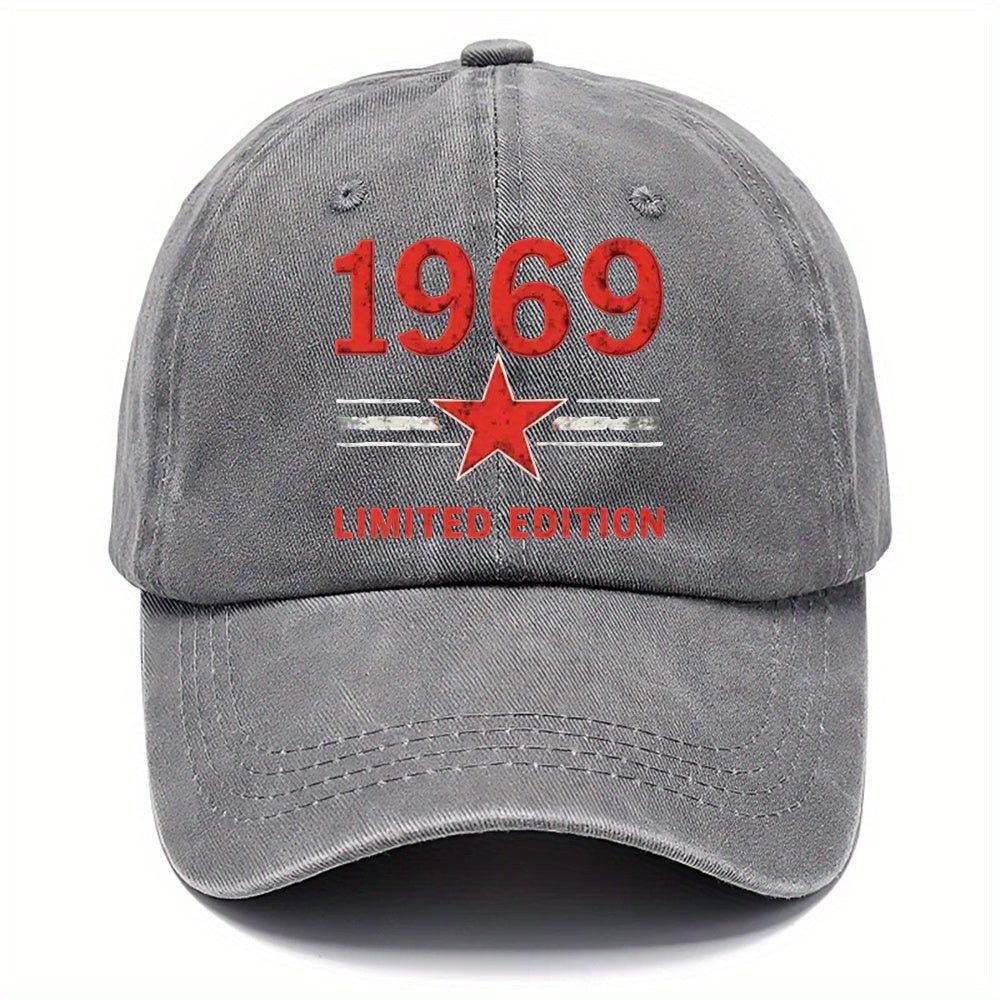 1 Vintage 1969 Baseball Cap - Adjustable Dad Hat with Red '69' Print, Olive Green Vintage Sports Hat, for Men And Women, Gym, Golf, Casual Wear - Limited Edition Vintage Hat Gift Idea, Golf Additions, Classic Design, Durable Construction