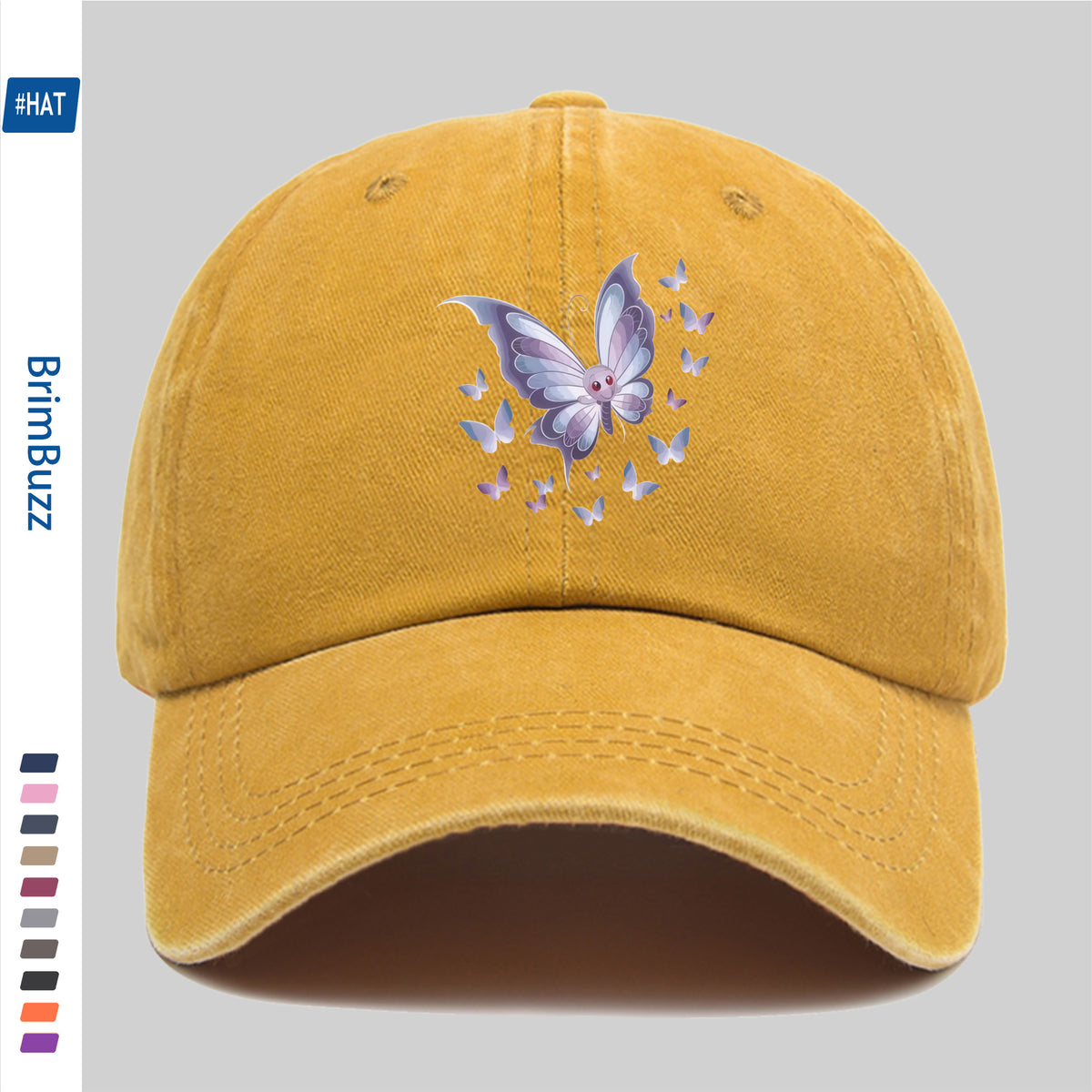 1 Butterfly Print Trucker Hat, Suitable for Travel, Outdoor Activities, and Daily Wear- Adjustable Snapback Hat with Butterfly Pattern, Lightweight and Unisex, Vintage Baseball Cap, Suitable for the Beach, Cycling, Parties, and Casual Wear(hand Was