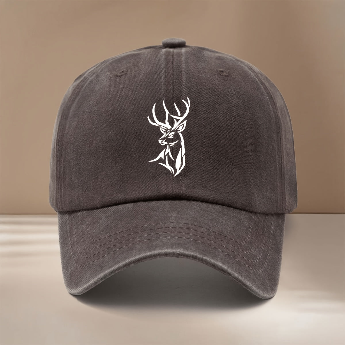 Baseball Cap with Deer Head Line Illustration Pattern, Comfortable And Lightweight, Curved Brim Makes Face Look Smaller, Hip-Hop Hat for Men And Women, Duck Tongue Hat, Suitable for Vacation Travel, Dinner Parties, Camping