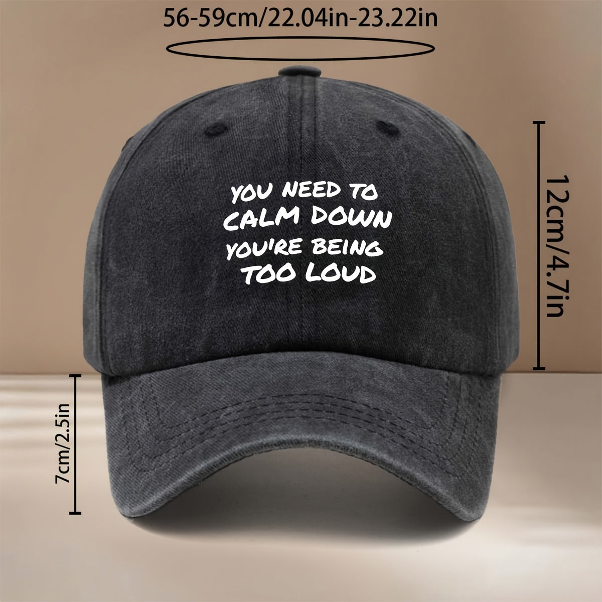 This Is a Baseball Cap Featuring the "YOU NEED to CALM DOWN YOU'RE BEING TOO LOUD" Print. It's a , Lightweight, and Adjustable-sized Casual Hat Suitable for Both Men and Women. The Simple and Stylish Duckbill Cap Is Perfect for Outdoor Sports