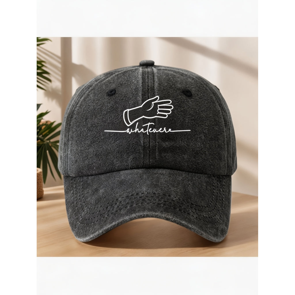 Whatever Hand Gesture Embroidered Baseball Cap for Men Women Casual Vintage Style Streetwear Anniversary Gift