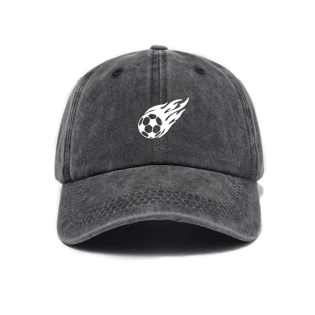 1 Washed Distressed Printed Baseball Cap for Adults, Fashionable Vintage Soccer Print Washed Distressed Soft Top Sun Baseball Cap, Unisex Versatile Baseball Cap