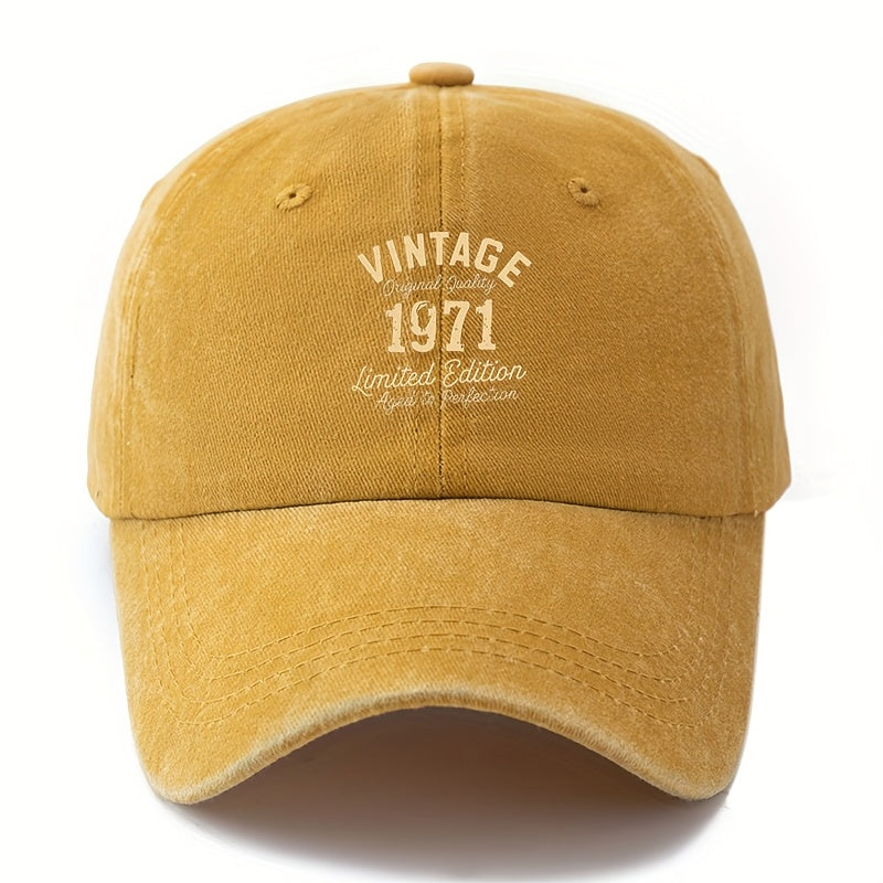 MAKEFGE Limited Edition Vintage 1971 Trucker Hat - Retro Cap with Structured Brim & Logo, Lightweight Washed Look, for all-Season Outdoor/Casual Wear (Black/Brown/Burgundy/Navy) - Unisex Buckle Closure Cap