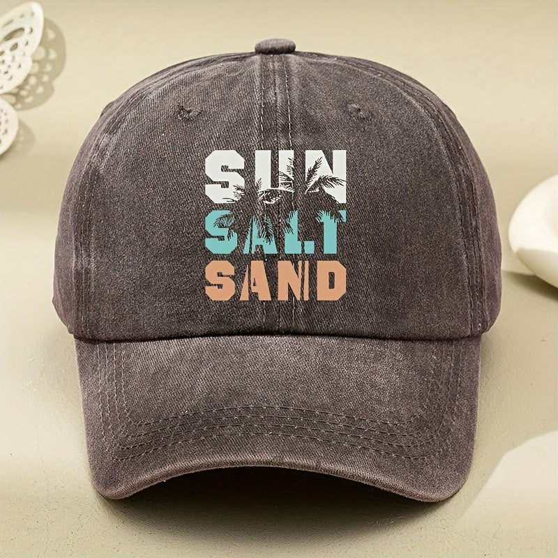 Newly Designed Washed Baseball Cap for Women Featuring a Vintage Coconut Tree Print, Perfect for Outdoor Events, Parties, And Hip Hop Style