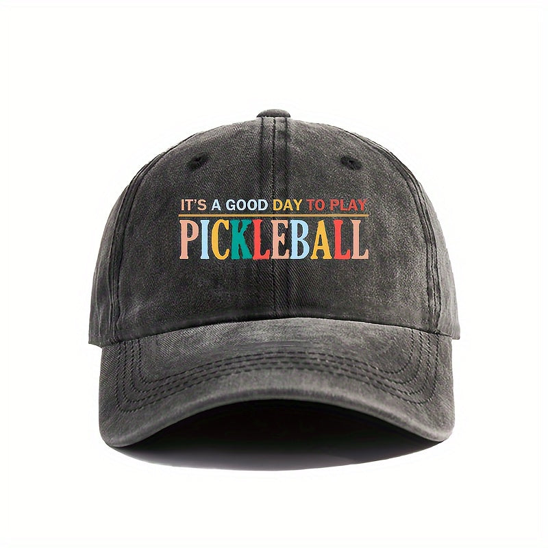 Vintage Washed Baseball Cap - Adjustable Dad Hat with The Print "Today Is a Great Day for Pickleball, " a Gift for Pickleball Enthusiasts, Unisex, Suitable for Sports And Casual Outings, Pickleball Games - Vintage Baseball Cap