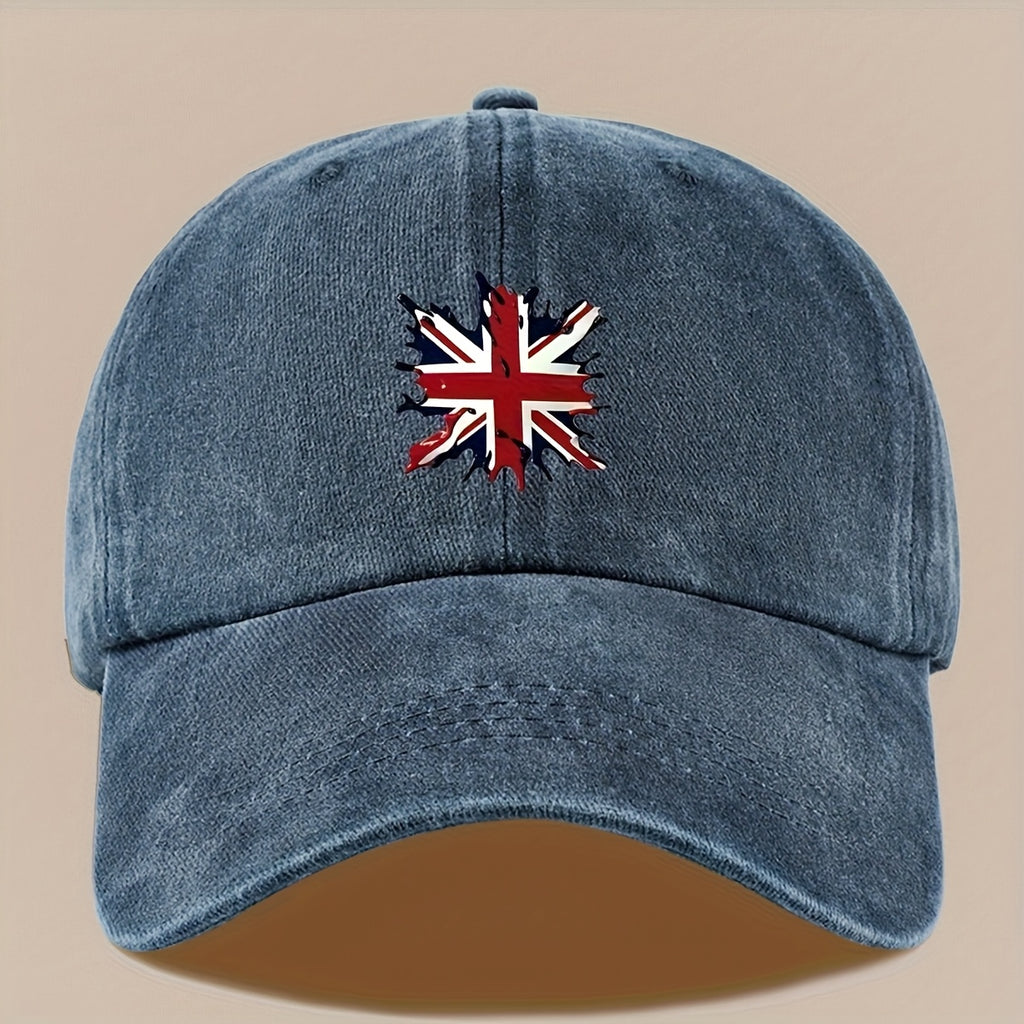 A Lightweight And Breathable Baseball Cap Featuring a "Union Jack" Pattern, Suitable for Both Men And Women. This Vintage-Style Dad Hat Is Adjustable And Perfect for Outdoor Activities Like Truck Driving, Graduation, Beach Outings, Sports, Hiking