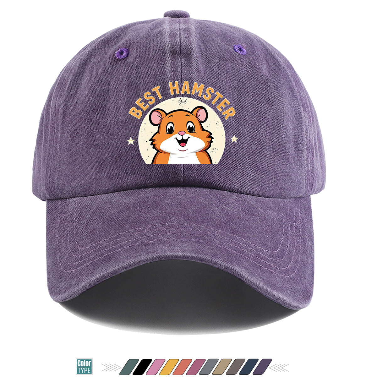 1pc "Best Hamster" Cartoon Hamster Print Baseball Cap, Cute And Playful Sun Hat, Fashionable Casual Unisex Hat, Adjustable Size, Daily Hat, Couple Outing Hat, Suitable for Park Play, Easy Dressing, Shopping, Hiking, Outdoor Picnic
