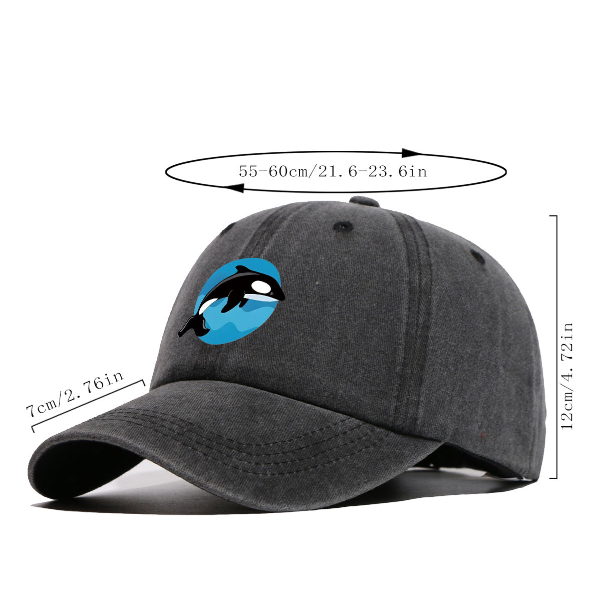 1pc Orca Leaping Over Waves Themed Printed Baseball Cap, Comfortable and Breathable Sun Hat, Stylish, , and Beautiful, Unisex Adjustable Baseball Cap, Casual Street Fashion Hat, Beach Vacation Sun Hat, Suitable for Outdoor Outings, Beach Parties
