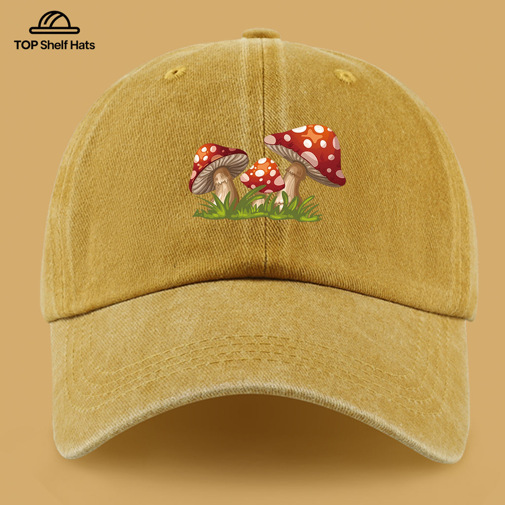 1pc Fun Cartoon Mushroom Print Baseball Cap | Lightweight, Comfortable, Breathable, Adjustable Fit, Ideal for Valentine'S Day Gift, Suitable for Beach Holidays, Casual Wear, Outdoor Activities, Fishing, And More