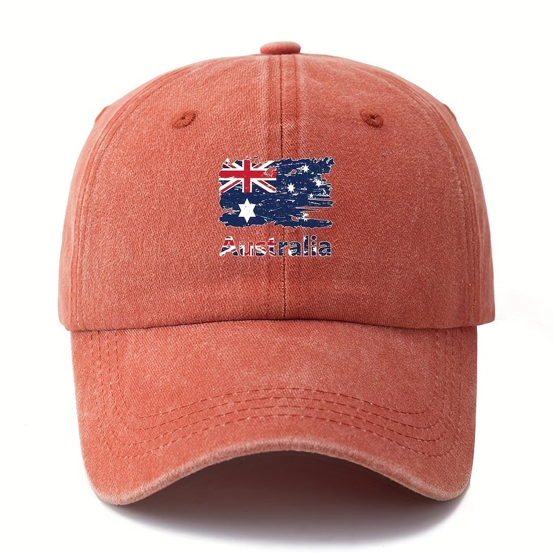 Unisex Australian Flag Baseball - Classic Retro Washed Lightweight Trucker Hat with Kangaroo & Southern Cross Design, Breathable Polyester for Outdoor, Travel, Camping, Casual Wear, Travel Accessory, Vintage Style, Durable Construction