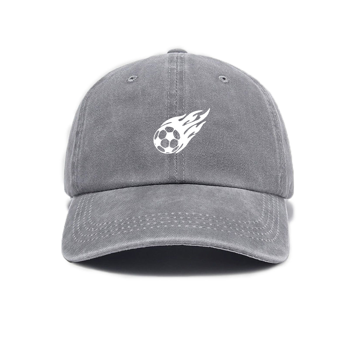 1 Washed Distressed Printed Baseball Cap for Adults, Fashionable Vintage Soccer Print Washed Distressed Soft Top Sun Baseball Cap, Unisex Versatile Baseball Cap