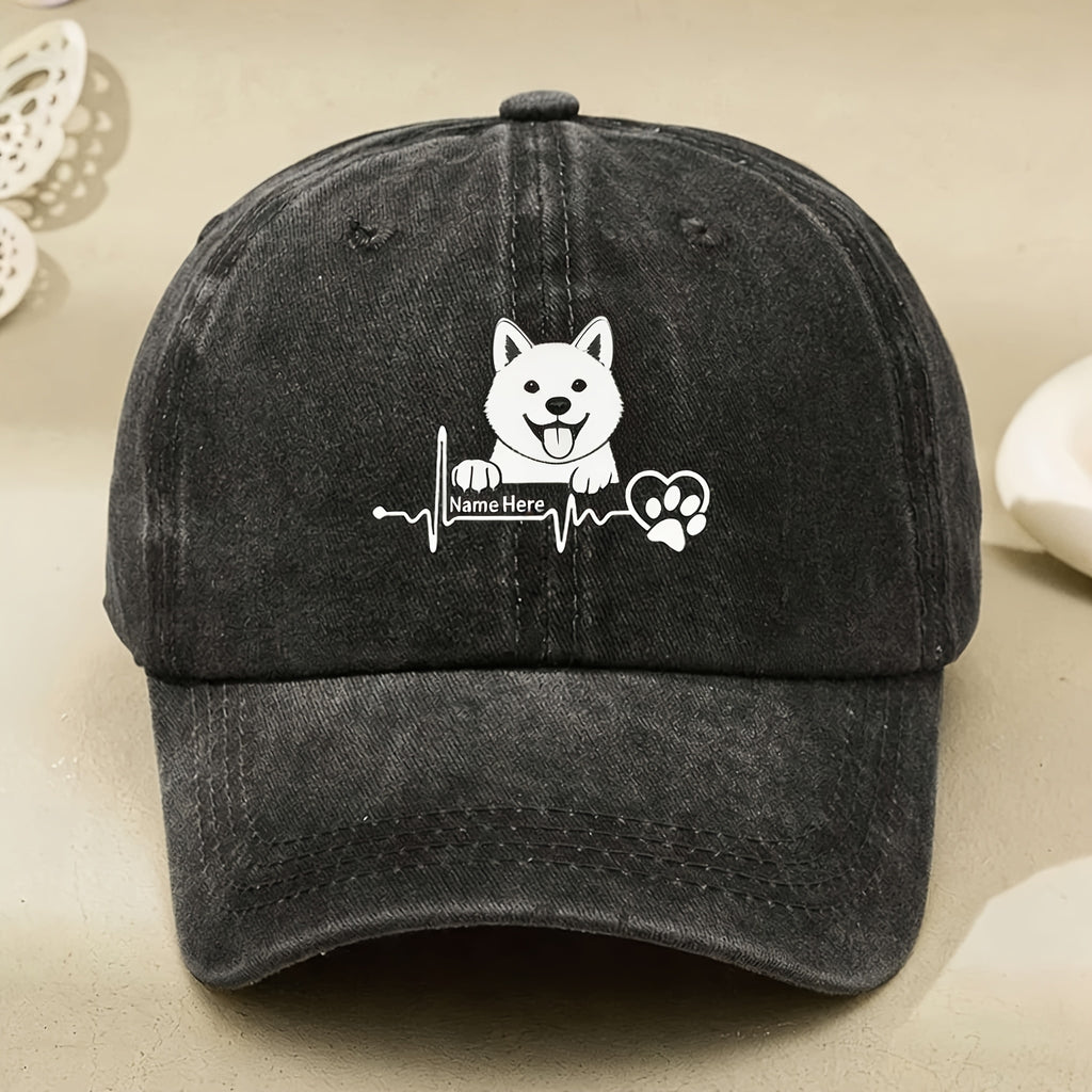 Cute Dog Paw Heartbeat Embroidered Hat Unisex Casual Street Style Vintage Baseball Cap for Pet Lovers Anniversary Gift