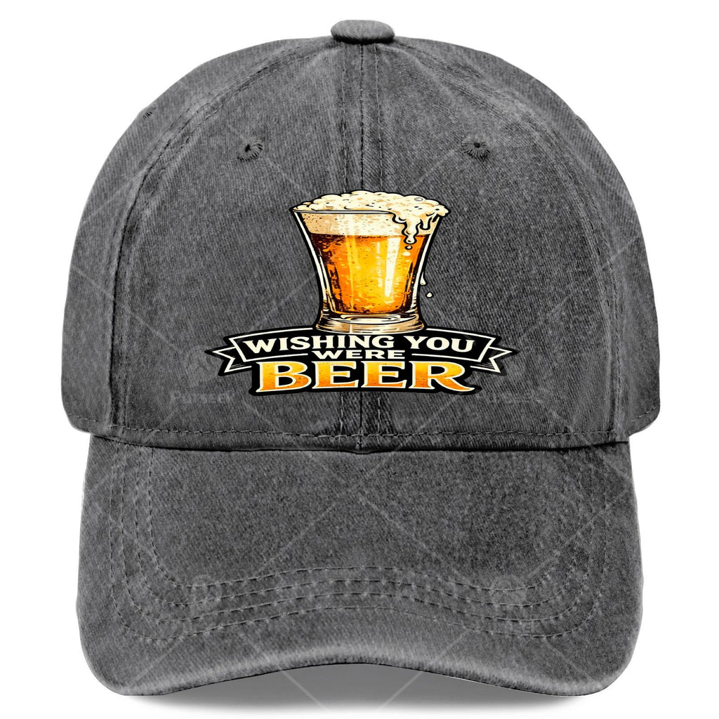 Funny Beer Lovers with "Wishing You Were Beer" Print - Retro Full-Body Beer Unisex Hat Suitable for Christmas Gifts, Games & 4th of Parties - Lightweight Round Top for &