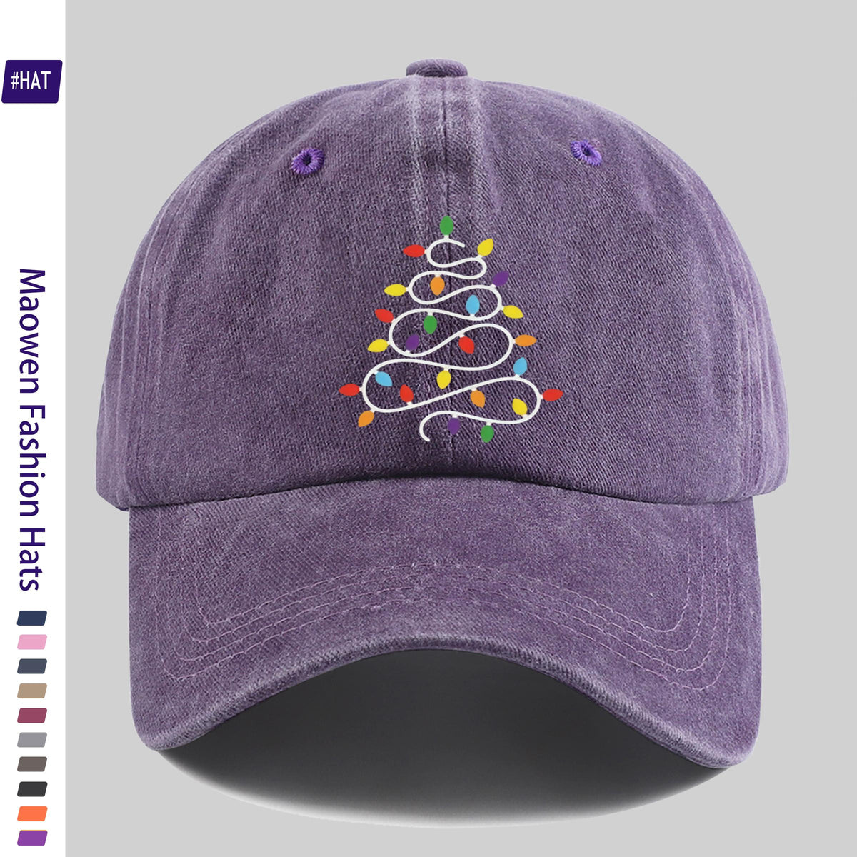 1pc Unisex Adjustable Trucker Dad Hat with Christmas Light Pattern & Distressed Vintage Wash - Lightweight Baseball Cap Suitable for Sports, Travel, Casual Wear, Outdoor Activities, Machine Washable, All-Season Cap with Buckle Closure Design