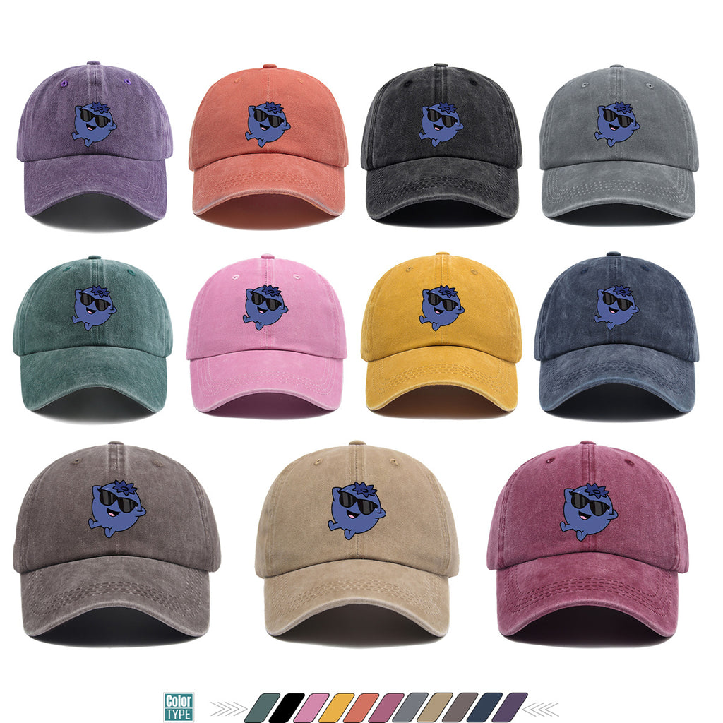 1pc Cartoon Blueberry Pattern Baseball Cap, Fun Sunglasses Flower Decoration, Comfortable And Breathable Sun Hat, Fashionable Cute Unisex Adjustable Dad Hat, Outing Hat, Best Friend Shopping Hat, Suitable for Picnics, Amusement Parks, Hiking