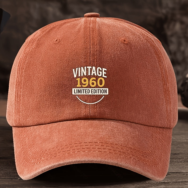 Men' Vintage 1960 Limited Edition Baseball Cap - Adjustable Snapback, Breathable Textile Fabric Hat Suitable for Outdoor & Casual Wear, Durable Retro Headgear with Cap, Hand Washable (Not Dry)