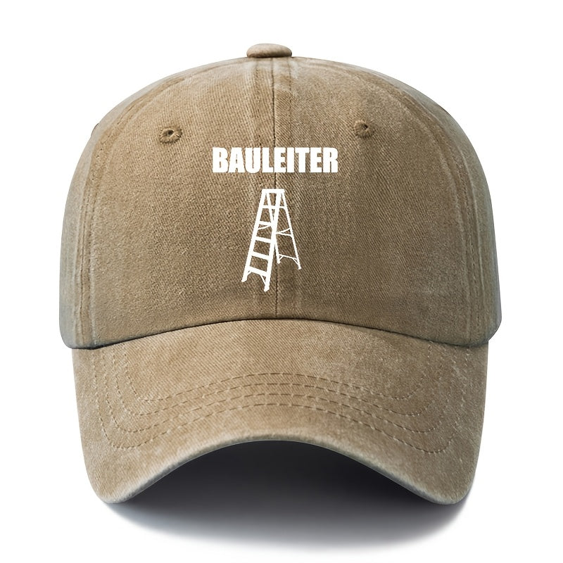 Unisex Fashion All-Match Printed BAULEITER Baseball Cap, Classic Vintage Washed Outdoor Lightweight Curved Brim Hat, Trucker Cap, Suitable for Outdoor Vacation Travel Camping And Casual Occasions, Holiday Party Hip-Hop Hat