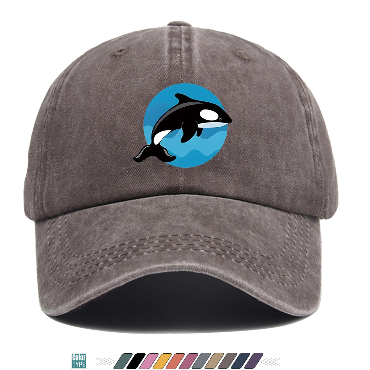 1pc Orca Leaping Over Waves Themed Printed Baseball Cap, Comfortable and Breathable Sun Hat, Stylish, , and Beautiful, Unisex Adjustable Baseball Cap, Casual Street Fashion Hat, Beach Vacation Sun Hat, Suitable for Outdoor Outings, Beach Parties